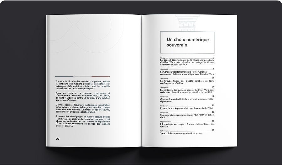 Image, sommaire ebook Un choix numérique souverain au service des missions d’intérêt général