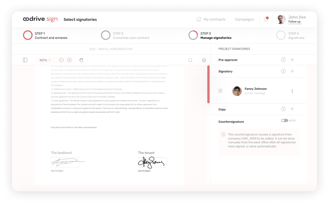 Image, Interface de l'application Oodrive Sign, document signé